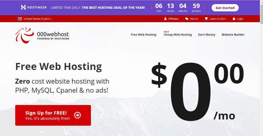 000Webhost Free WordPress Hosting