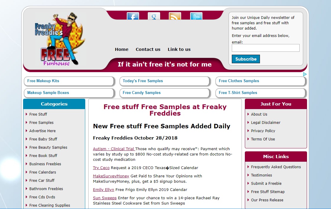 Freaky Freddie’s free sample