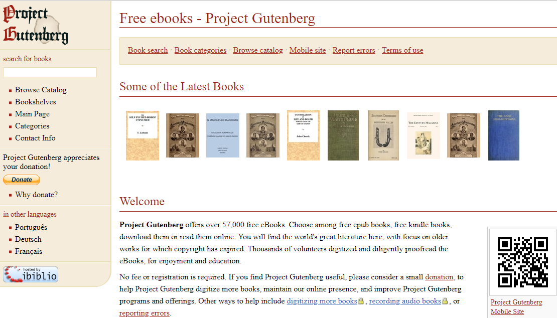 Project Gutenberg free eBook providers