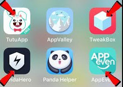 Tutuapp, AppValley, Teakbox, PandaHero, Panda Helper, App Even