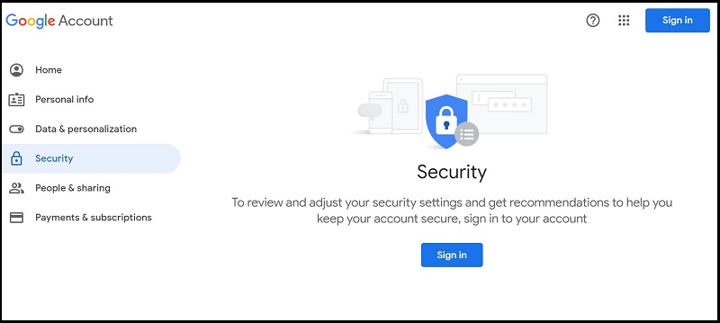 Google Security tab