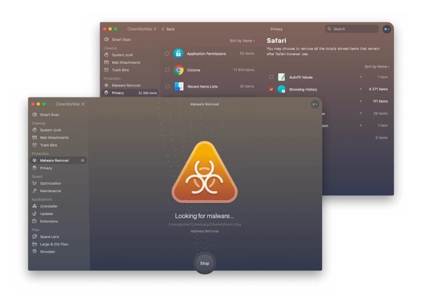 CleanMyMac Protection tools