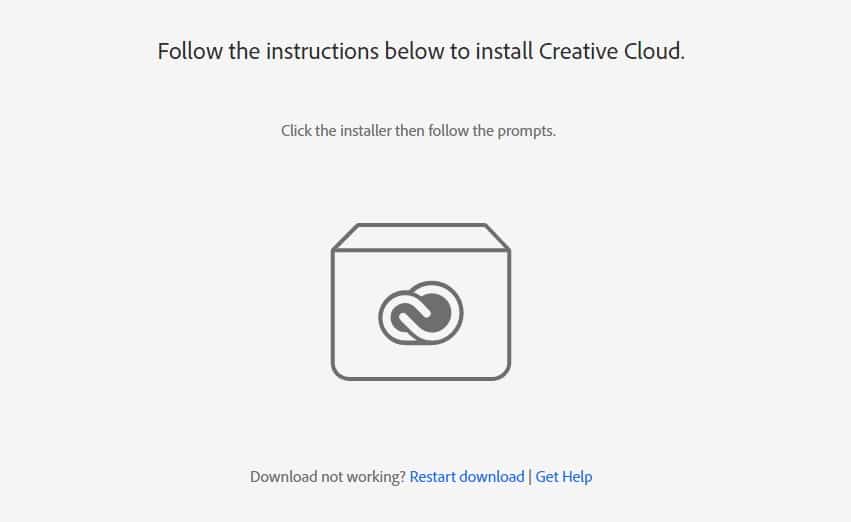 Adobe Creative Cloud download option