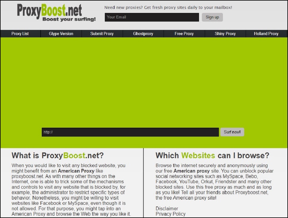 ProxyBoost Homepage