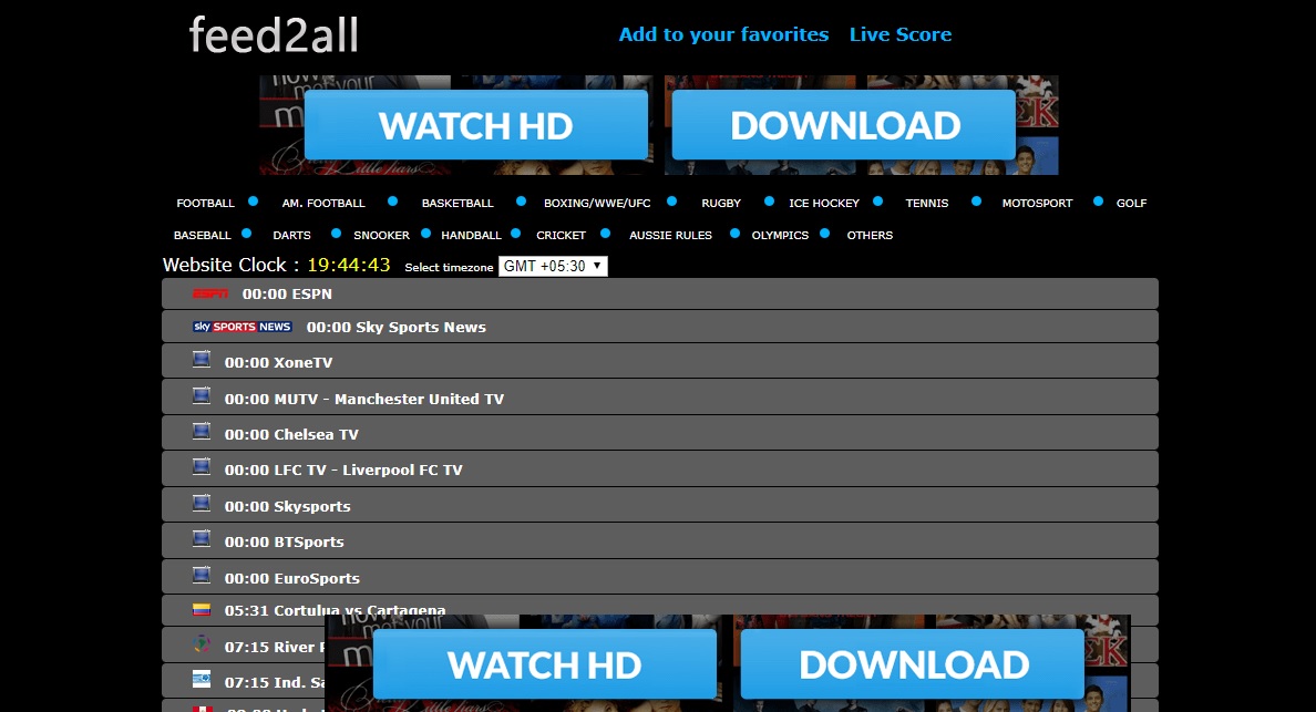 Feed2all Free Sports Streaming Sites