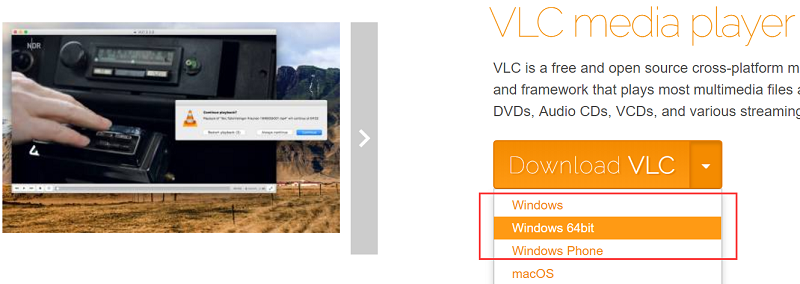Download VLC media Player for windows