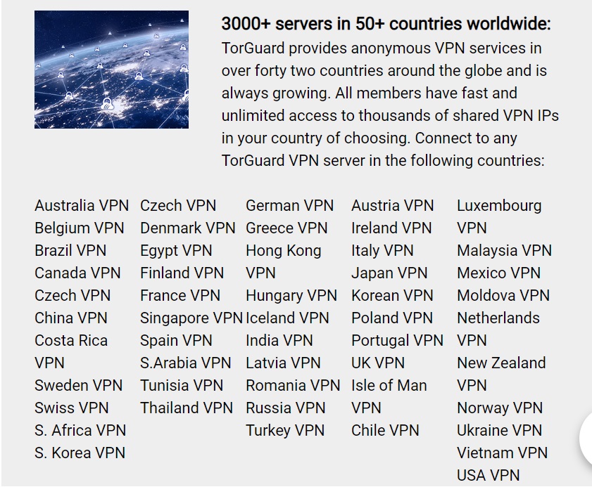 TorGuard-VPN-Server locations