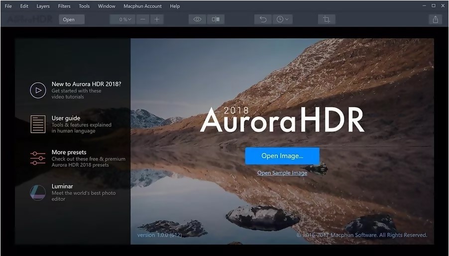 Aurora HDR interface