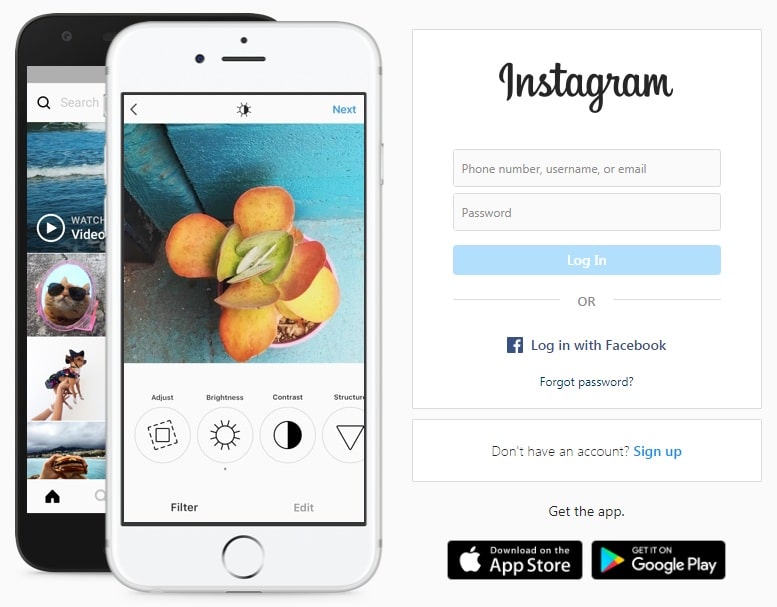 Instagram Home Page
