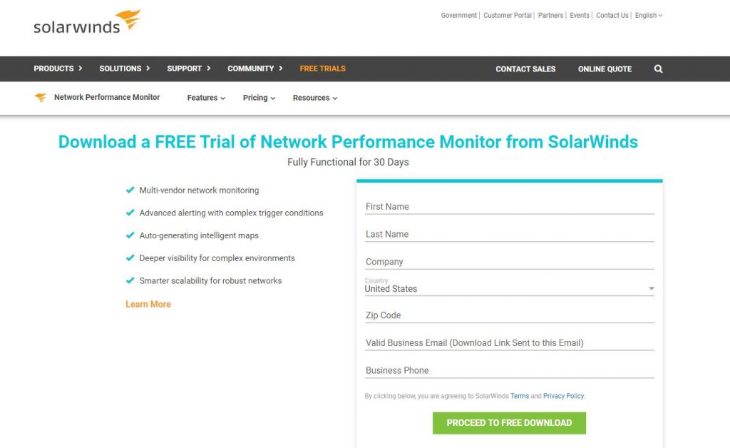 SolarWinds Network Performance Monitor
