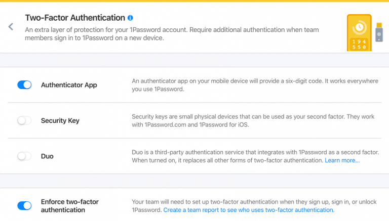 1password 2 factor authentication