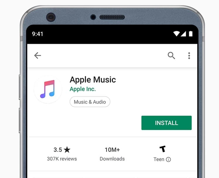 Apple Music application on mobile device