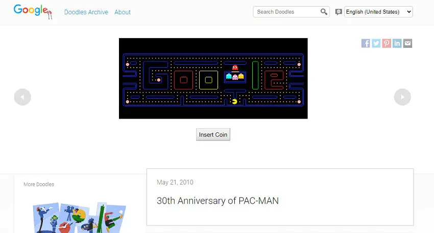 Pac Man On Google Doodle