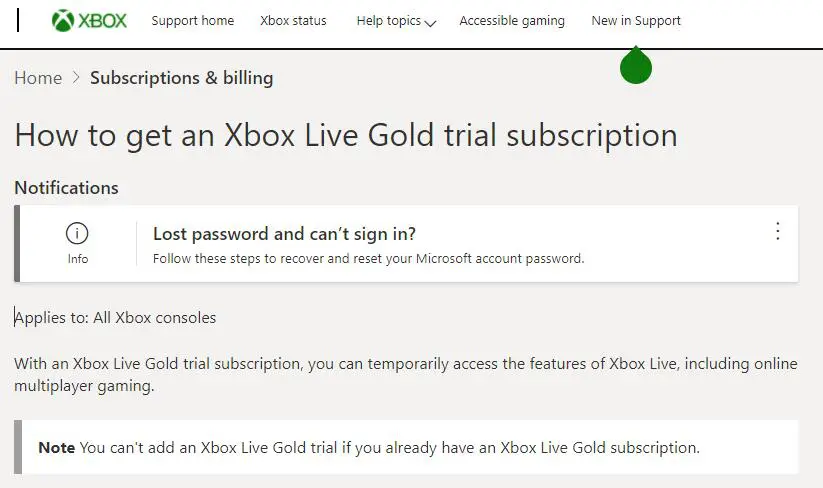 Xbox live gold trial offer