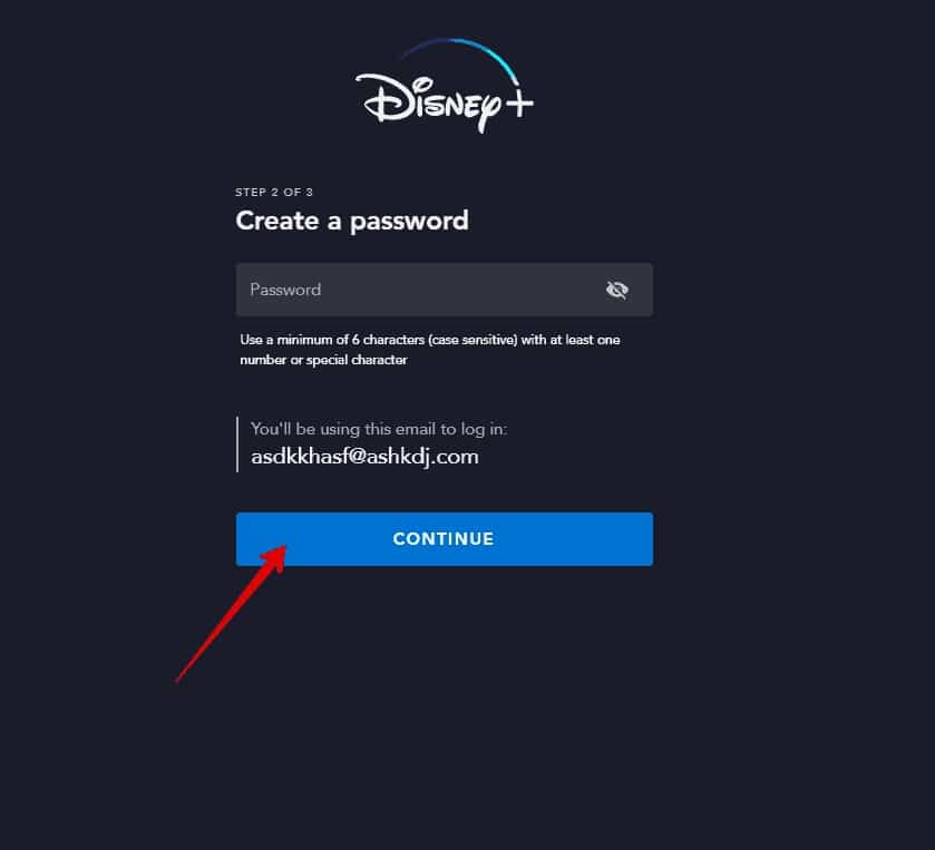 create password for disneyplus
