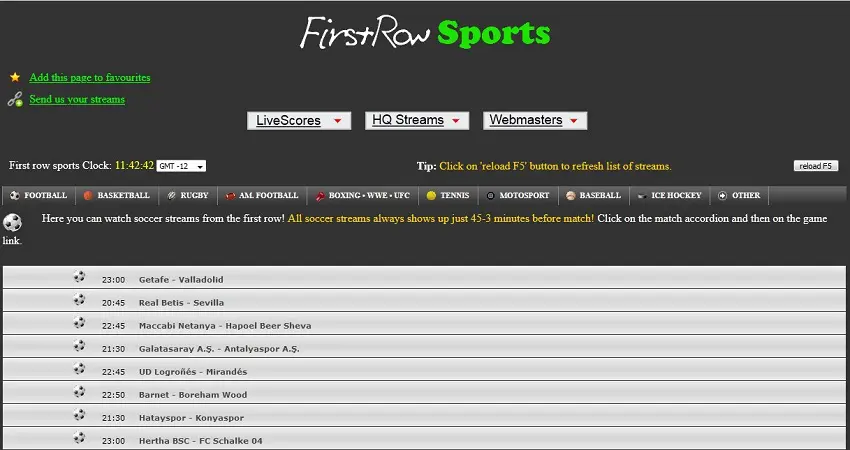 Firstsrowsports streaming