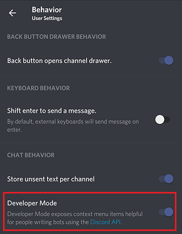 Discord develop mode