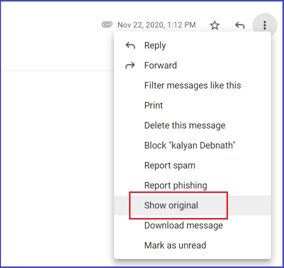 Gmail Zobrazit originál