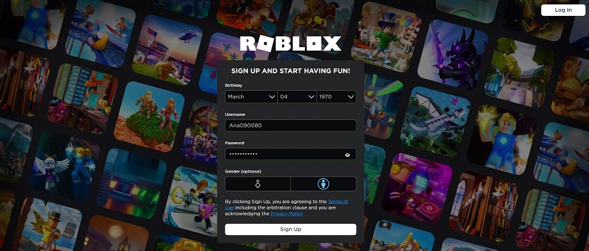 Roblox login