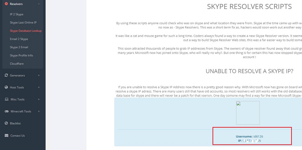 Skype IP Resolver ip details