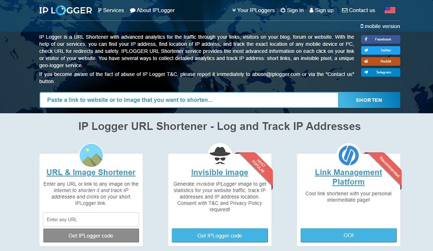 iplogger homepage