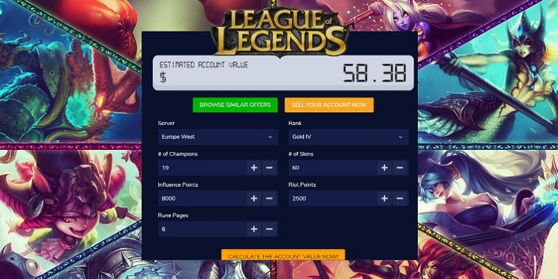 estimate League of Legends accounts worth