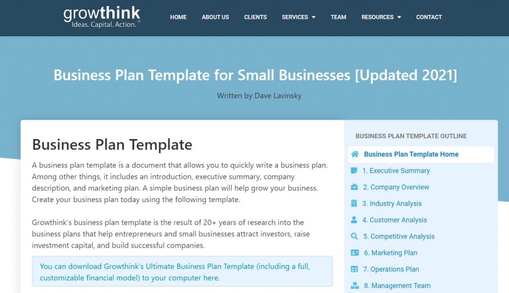 Growthink Business Plan Template