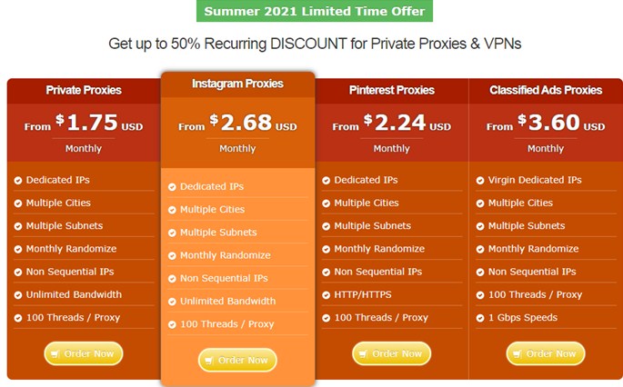 Instagram Proxies Price of SSL Private Proxy