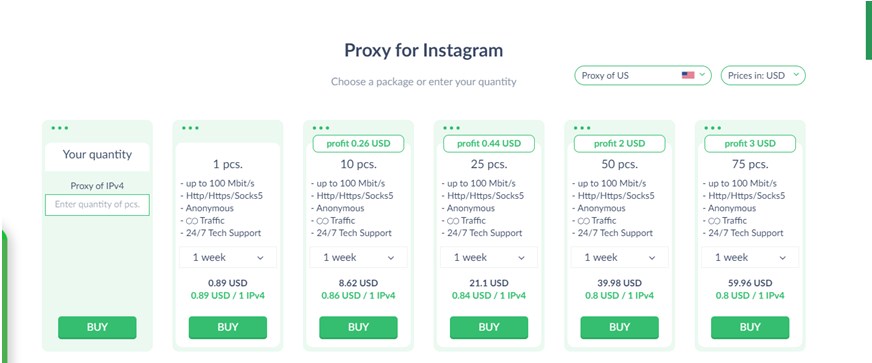 Proxy Seller of Instagram Pricing