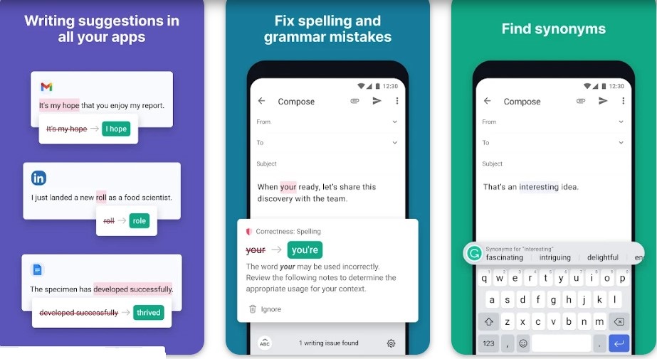 Grammarly apps from Play Store
