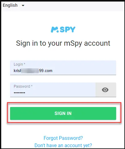 Login into the mSpy account