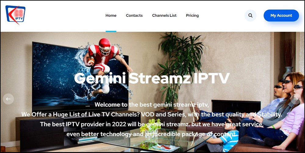 Gemini Streamz IPTV Homepage