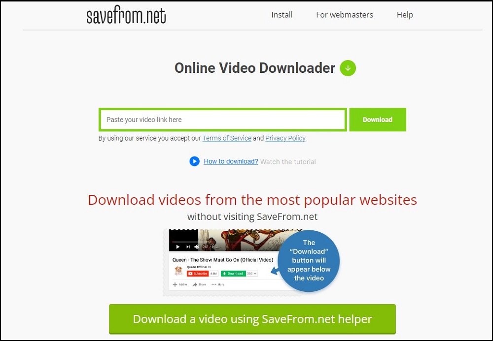 SaveFrom Homepage