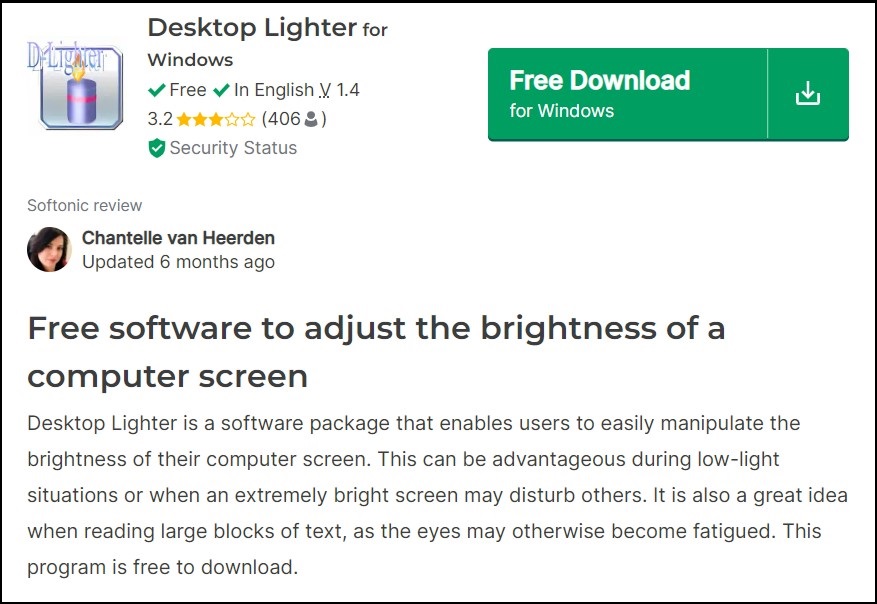 Desktop Lighter for Screen brightness control software