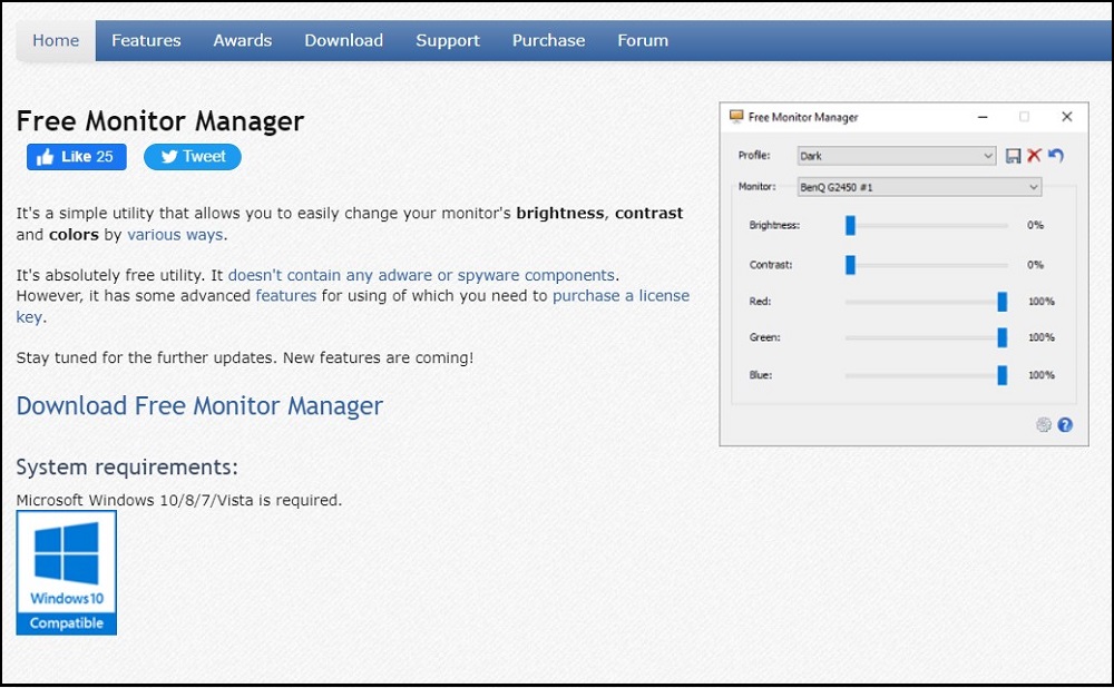 Free Monitor Manager for Screen brightness control software