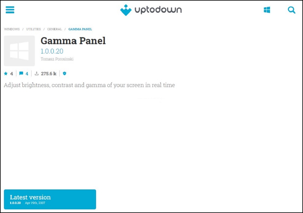 Gamma Panel for Screen brightness control software