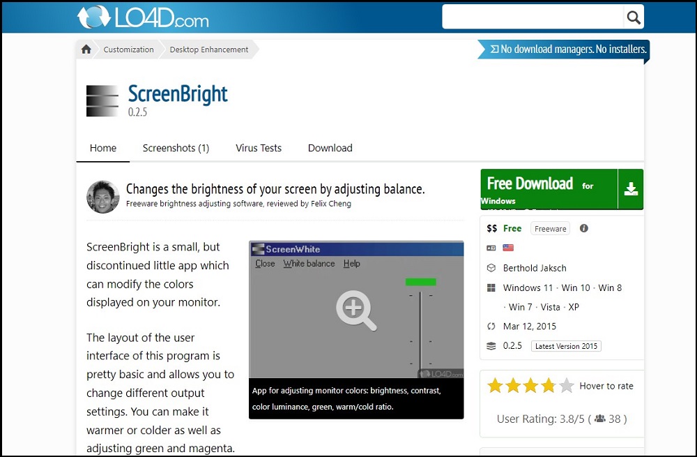 ScreenBright for Screen brightness control software