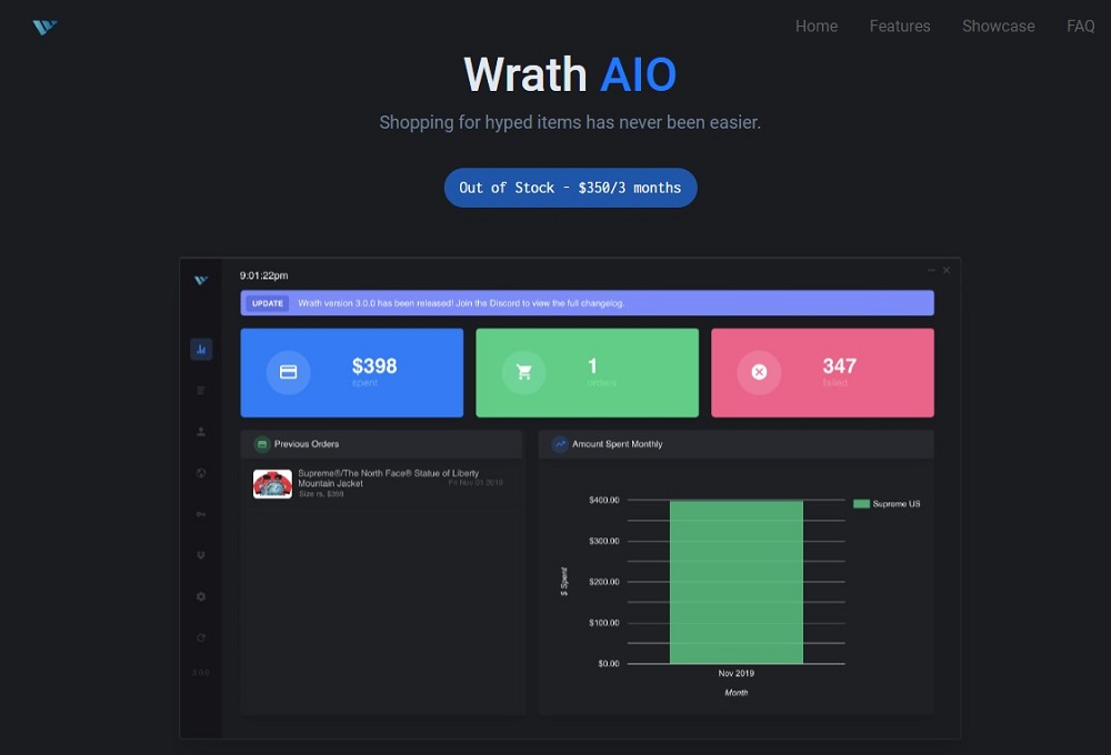 Wrath AIO Bot Homepage