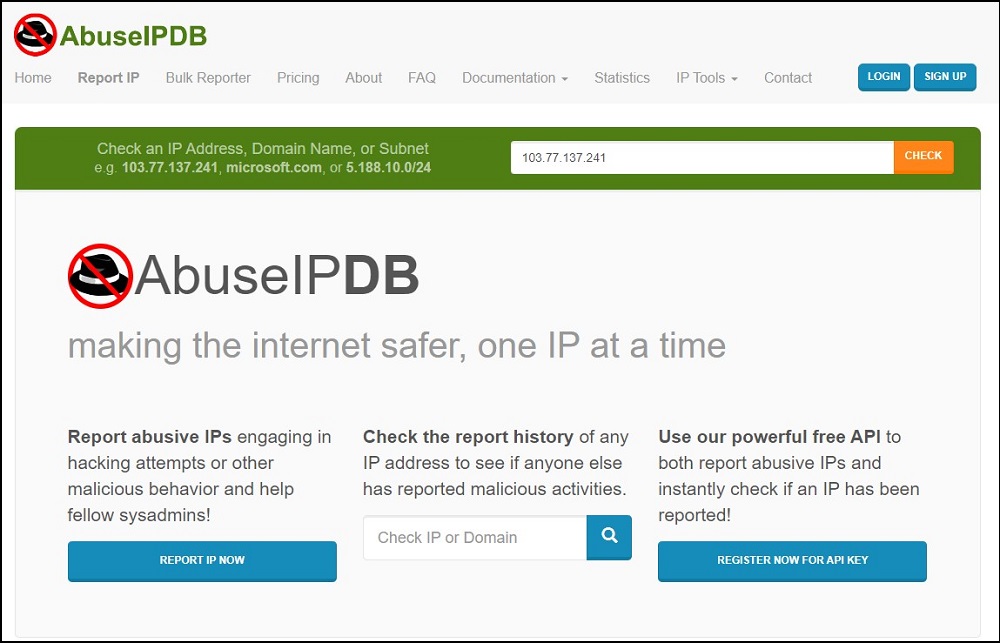 AbuseIPDB for IP Lookup Tools
