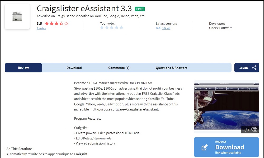 Craigslister eAssistant for Craigslist Posting Software