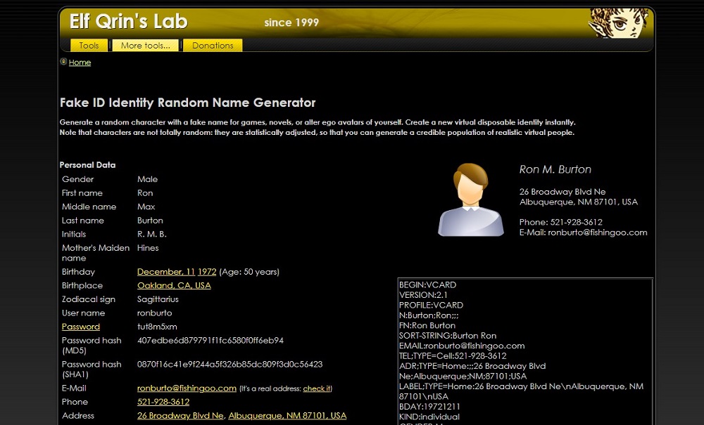Elfqrin for Online Fake Person Generator Tools