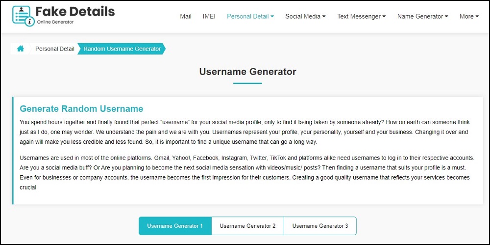 Fake Detail for Online Fake Person Generator Tools