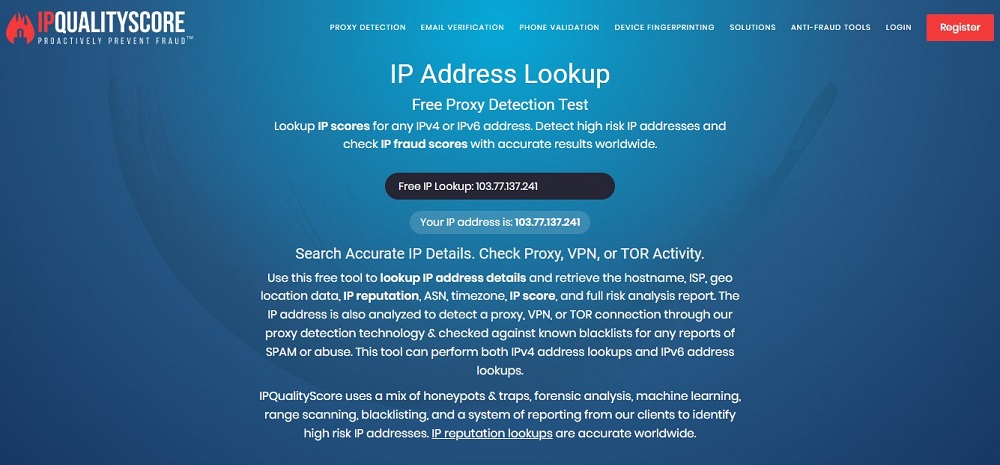 IPQualityScore for IP Lookup Tools