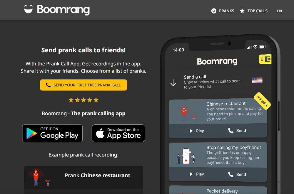 Boomrang for Prank Cal Site