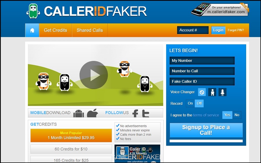 Caller ID Faker for Prank Cal Site