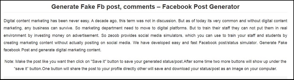 Fake Facebook Post or Comments Generator for Free prank websites