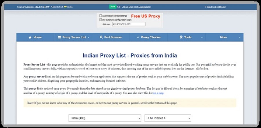 ProxyNova for India Proxy Service