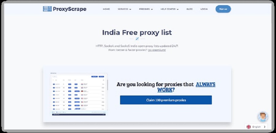 ProxyScrape for India Proxy Service